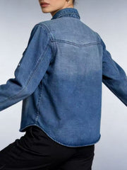 Classic denim overshirt with button-down front and faded wash