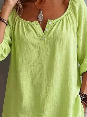 Button Detail Long Sleeve Top in Light Blue, view 11