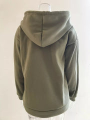 Full Size Kangaroo Pocket Drawstring Hoodie in Army Green, view 14