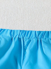 Blue cotton shorts with elastic waistband detail