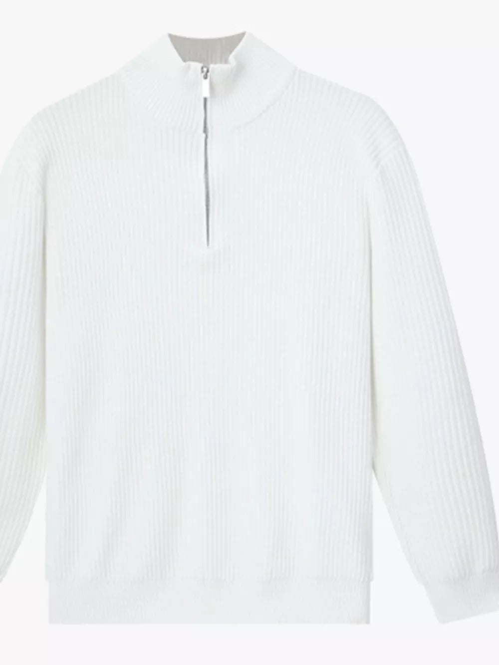 Men's Plus Size Ribbed Half-zip Sweater in Dark Brown, side view