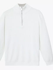Men's Plus Size Ribbed Half-zip Sweater in Dark Brown, side view