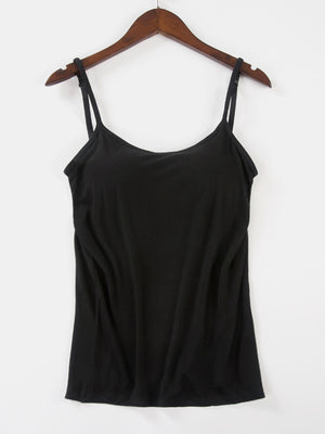 Black soft-cup cami with adjustable straps