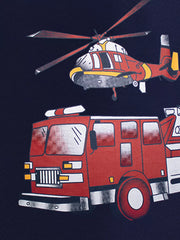 Fire Truck And Helicopter Graphic Tee