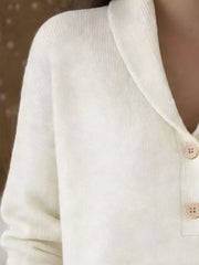 Button Detail Long Sleeve Sweater Plus Size in Burgundy, product detail