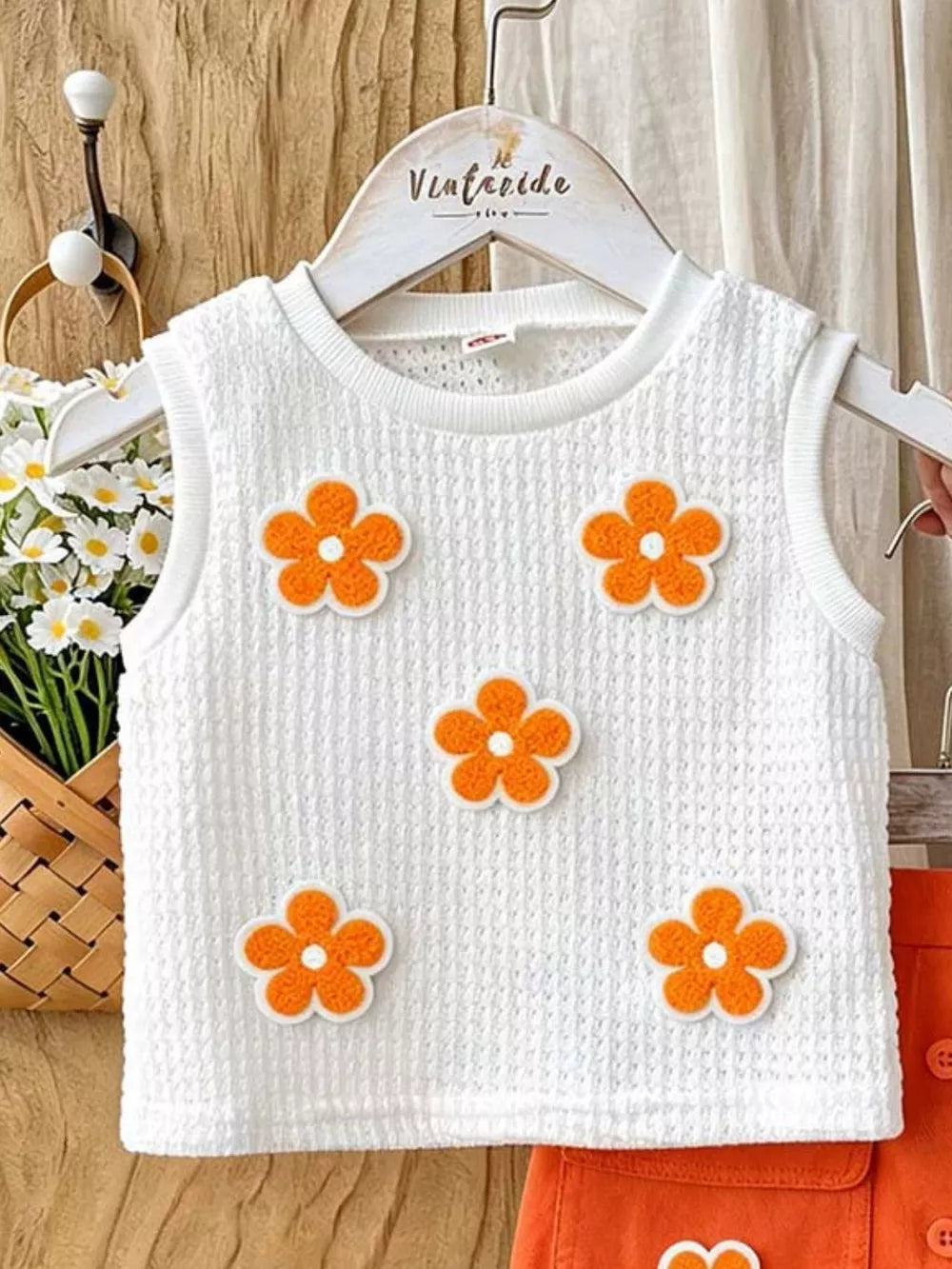 Children's Flower Sleeveless Top And Skirt Set, alternate angle