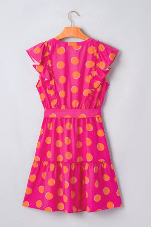 Ruffle Sleeve Polka Dot Mini Dress, fit detail