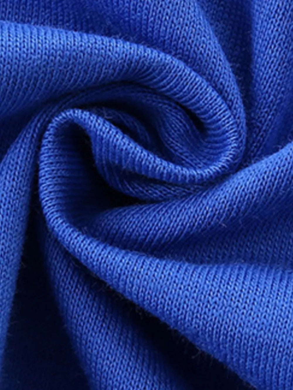 Blue cotton t-shirt fabric detail