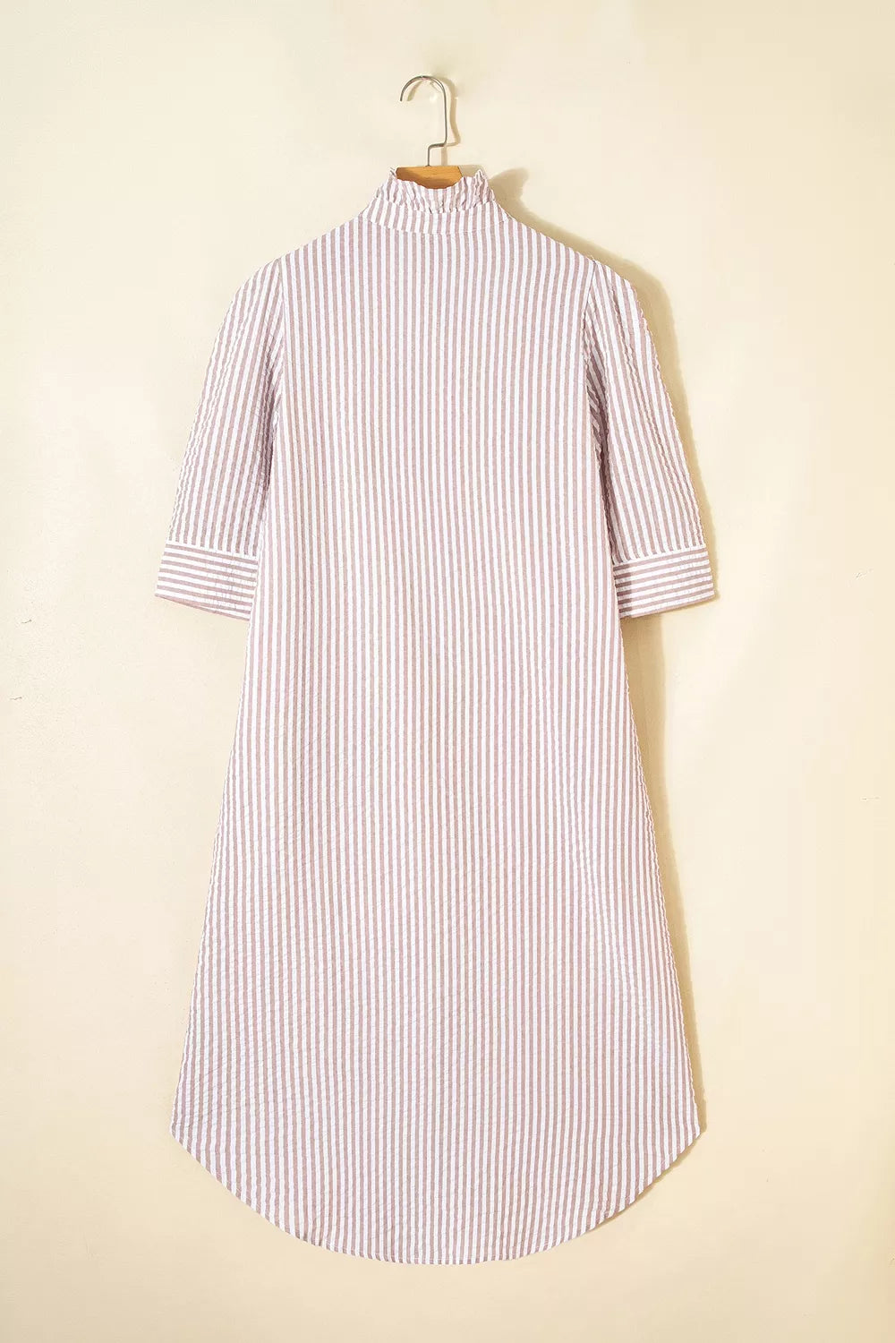 Stripe Frilled Collar Half Sleeve Shirt Dress, product detail