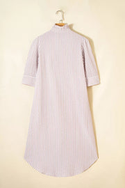 Stripe Frilled Collar Half Sleeve Shirt Dress, product detail