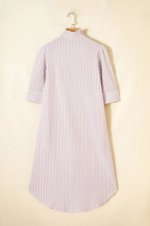 Stripe Frilled Collar Half Sleeve Shirt Dress, product detail