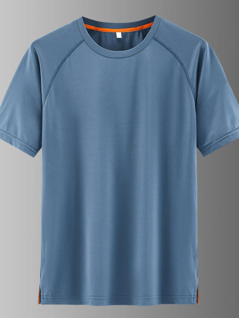 Men's French Blue quick-dry active t-shirt with round neck and short sleeves.