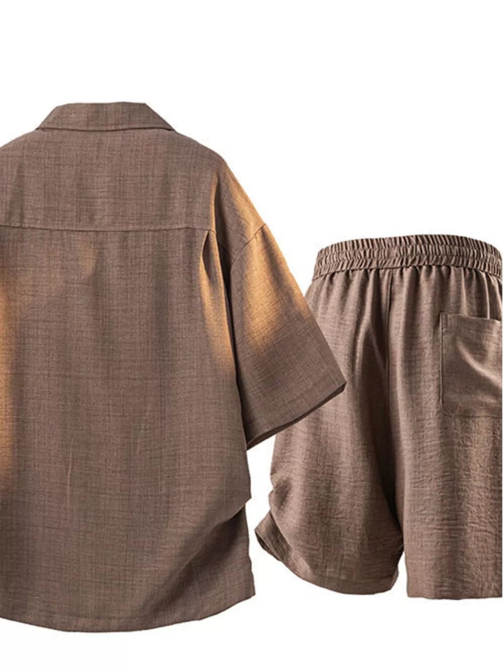 Men's Button-up Short Sleeve Shirt & Shorts Set, fabric detail