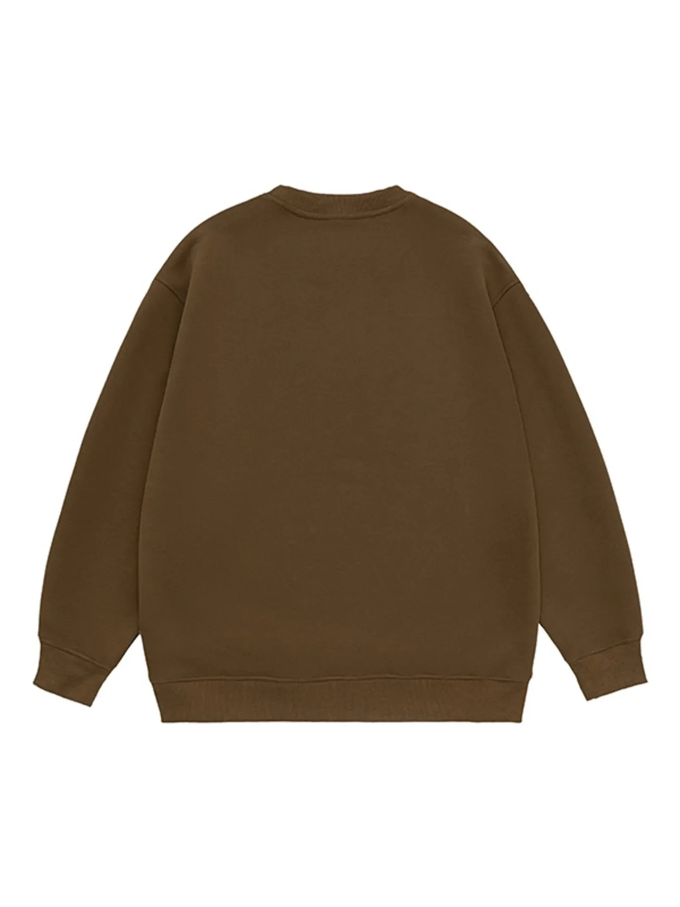 Casual plus-size sweatshirt in coffee brown with crew neck and long sleeves.