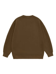 Casual plus-size sweatshirt in coffee brown with crew neck and long sleeves.