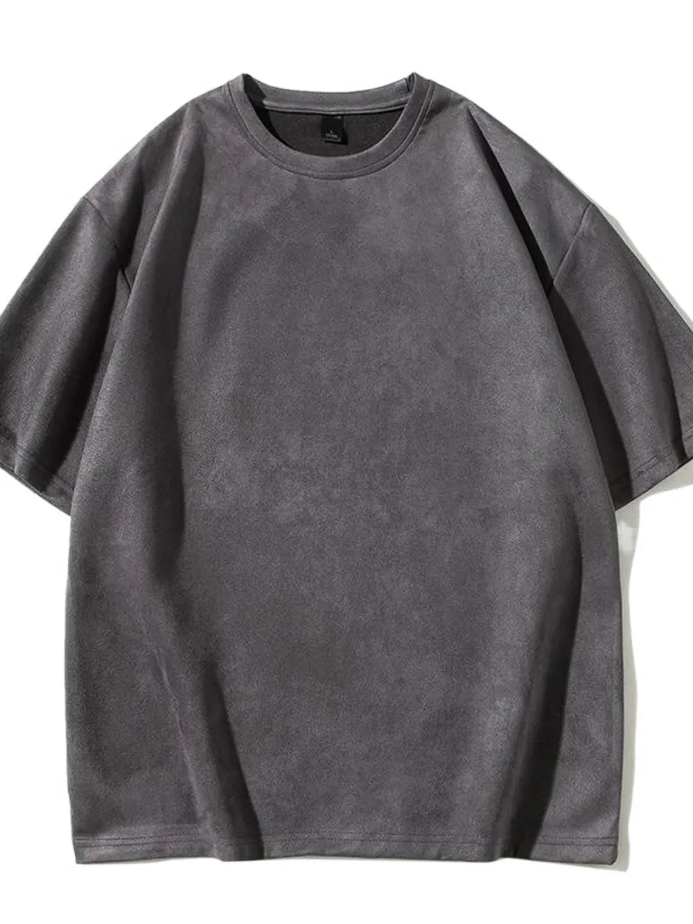 Men's oversized dark gray cotton t-shirt with a crew neck and short sleeves.