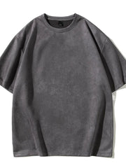 Men's oversized dark gray cotton t-shirt with a crew neck and short sleeves.