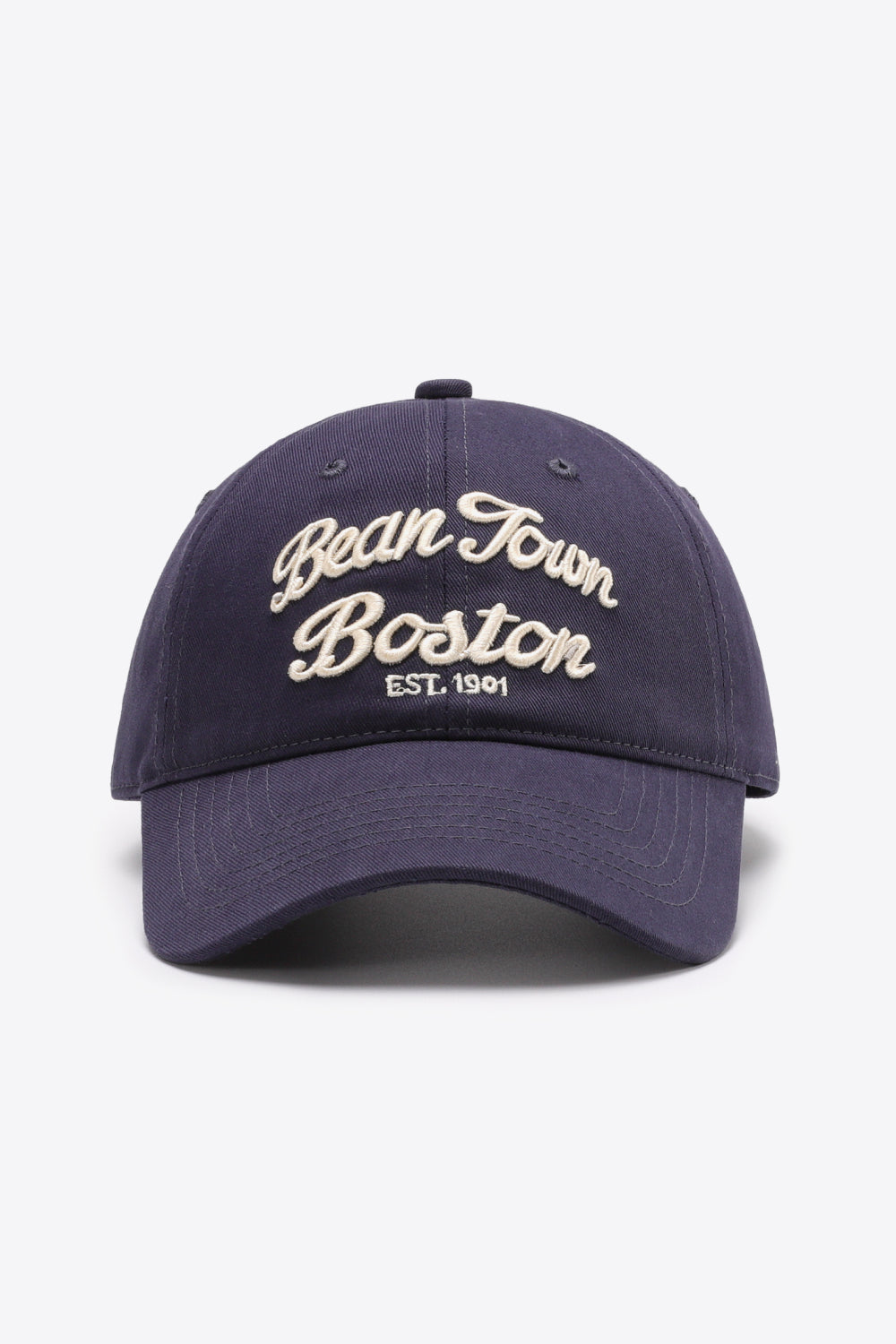 Dark Blue baseball cap with embroidered "Bean Town Boston Est. 1901" text.
