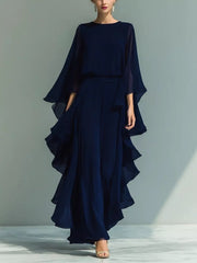 Elegant Sheer Ruffled Two-piece Set