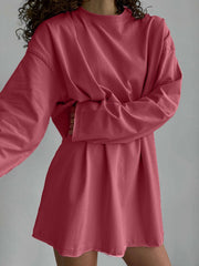 Oversized cotton jersey top in Deep Rose with long sleeves and a relaxed fit.