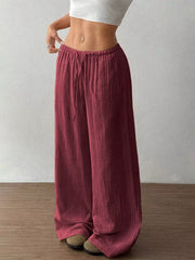 Wide-leg Drawstring Cotton Pants, editorial view