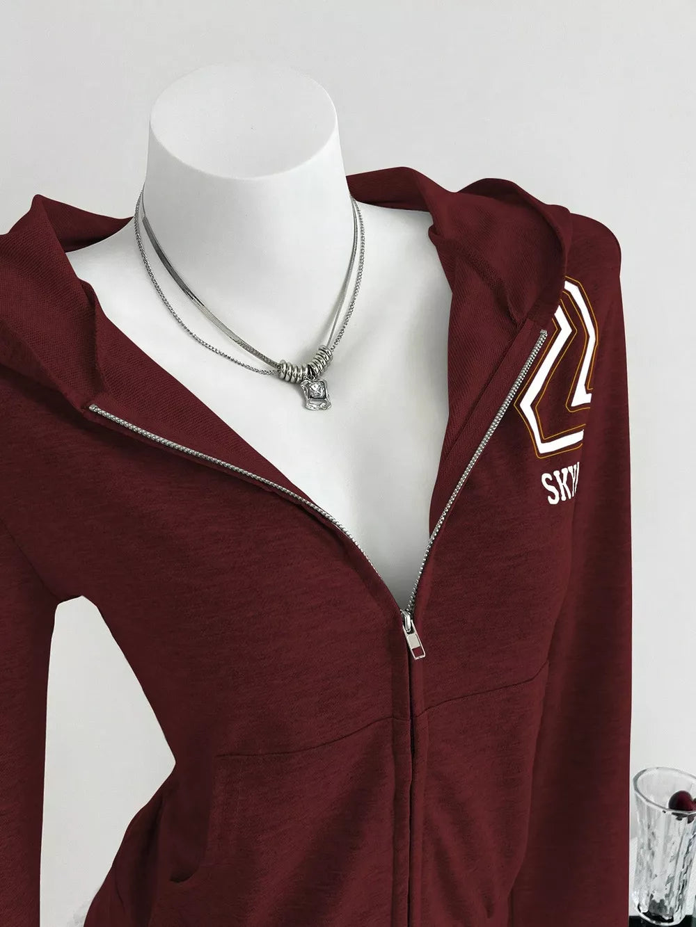 Zip Up Long Sleeve Hoodie, side view