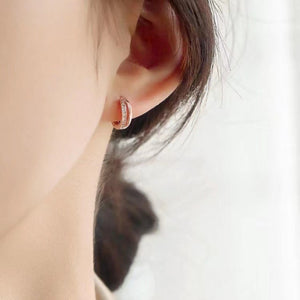 Delicate rose gold hoop earrings with small crystals, 18k gold plated 925 silver.