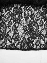 Black lace maxi skirt with intricate floral pattern and sheer detail