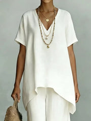 Effortless V-neck Top & Wide-leg Pant Set