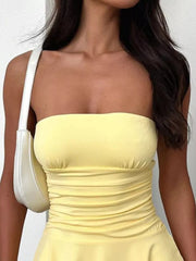 Chic Strapless Ruched Bodycon Dress