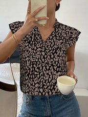 Chic Ruffled Leopard Print Shirt
