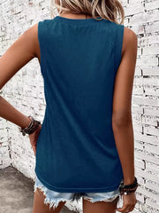 V-neck Ribbed Trim Tank in Black, view 11