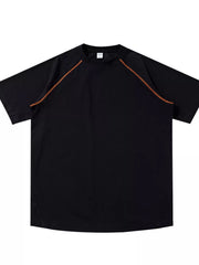 Men S Round Neck Short Sleeve T-shirt in Army Green, back view