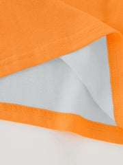 Orange toddler t-shirt detail showing hem and seam construction