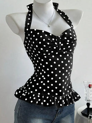 Vintage Ruched Top in Black, front view