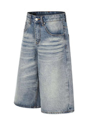 Men's Vintage Wash Wide Leg Denim Capris, side view
