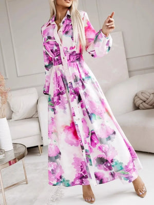 Long Sleeve Maxi Shirt Dress in Pastel Blue, view 11