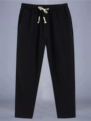 Men's Plus Size Drawstring Loose Fit Pants in White, side view