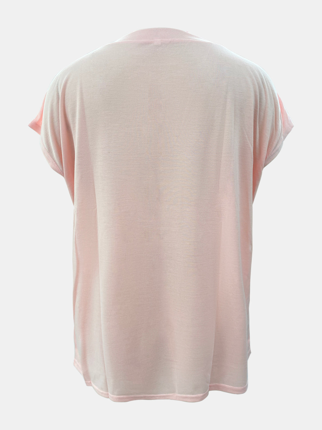 Relaxed tee in watermelon pink with cap sleeves and a subtle texture.