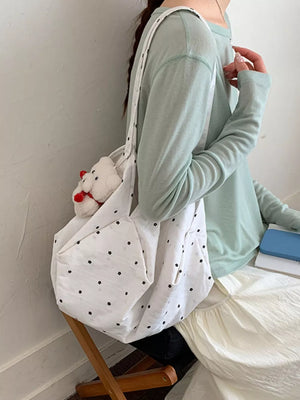 Polka Dot Shoulder Bag in White, back view