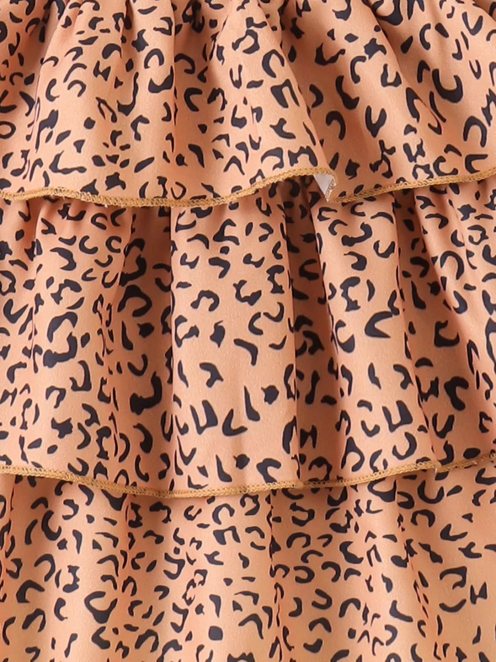 Children's Halter Top & Leopard Ruffled Skirt Set in Black, back view