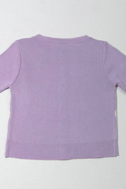Lavender argyle knit cropped cardigan with ribbed hem