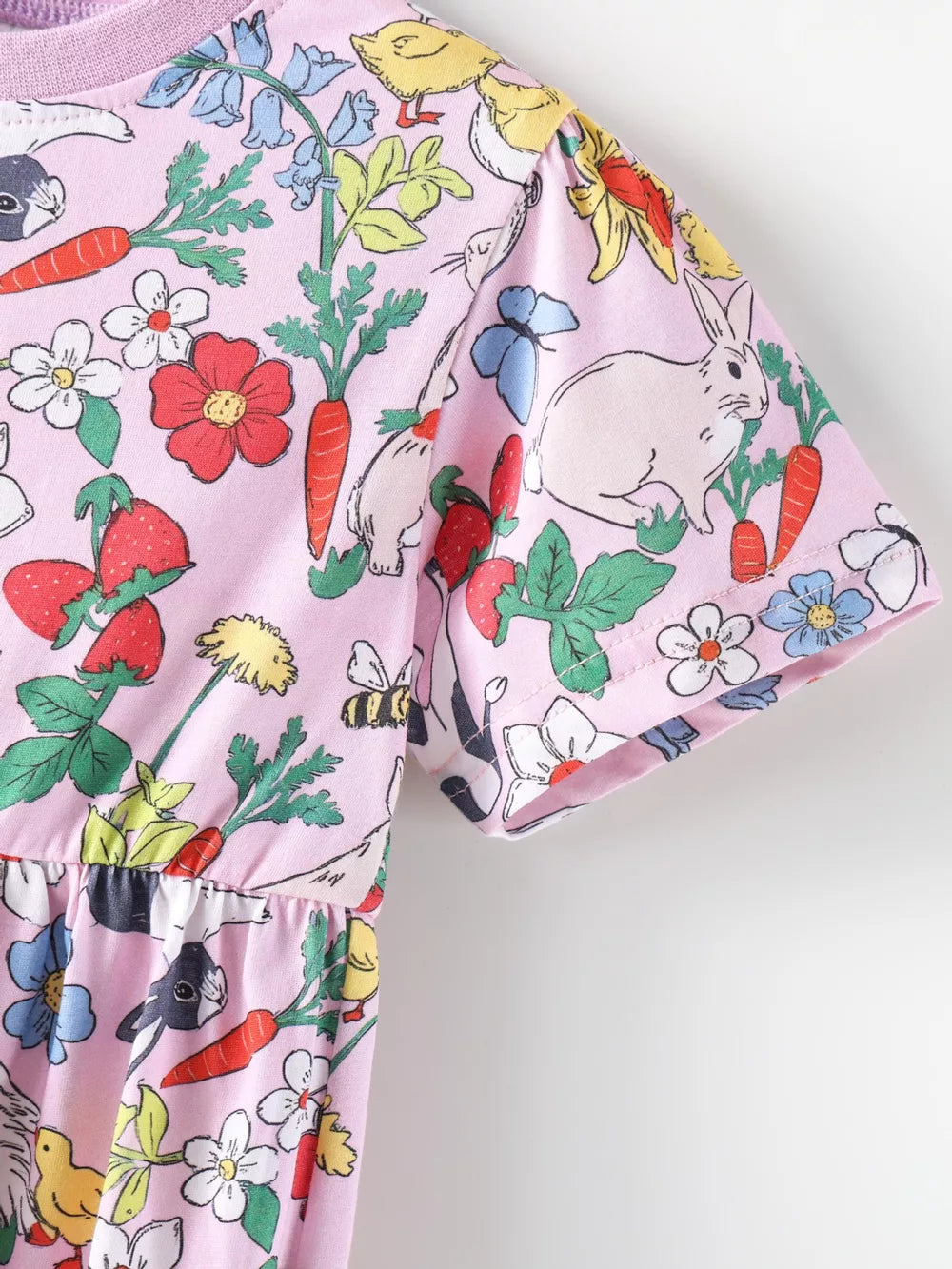 Children's Printed Round Neck Dress, model styling view