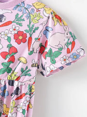 Children's Printed Round Neck Dress, model styling view