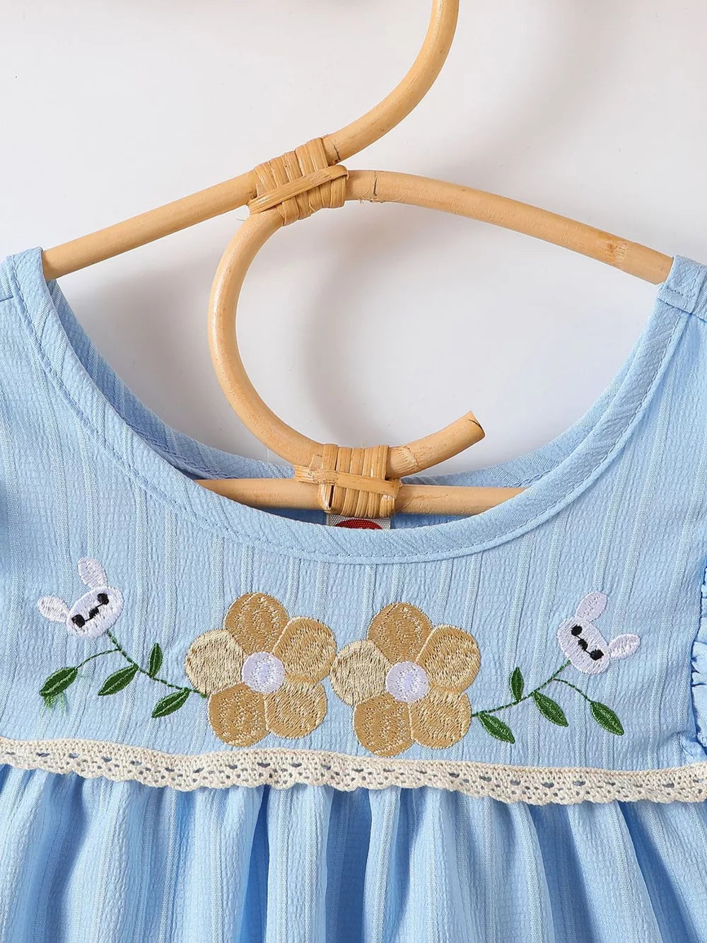 Children's Embroidered Ruffled Hem Dress, side view