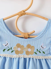 Children's Embroidered Ruffled Hem Dress, side view