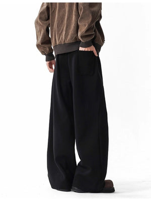 Men's black wide-leg drawstring pants with pockets