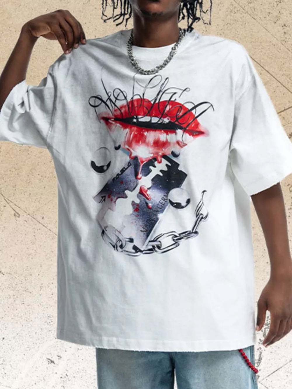 Men's Graphic Short Sleeve T-shirt in Red, front view
