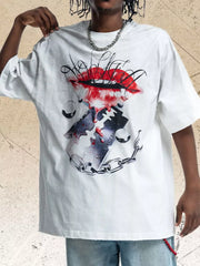 Men's Graphic Short Sleeve T-shirt in Red, front view