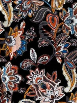 Paisley Bloom Sleeveless Blouse in black with a colorful floral paisley print